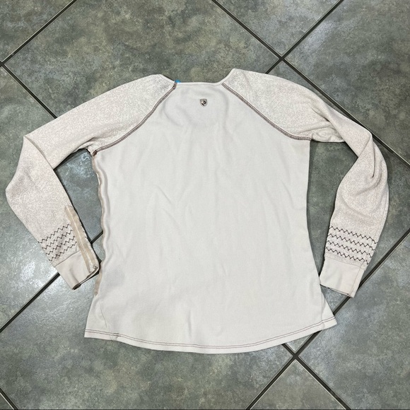 Kuhl Tan Thermal Henley Waffle Knit Scoopneck Long Sleeve Top Women's Sz L Base - Picture 6 of 10